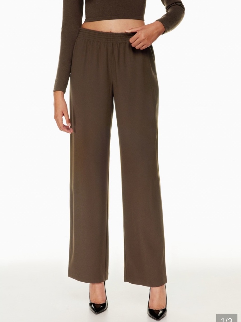 Aritzia Babaton Tribute  Wide-Leg Pant In Deep Taupe